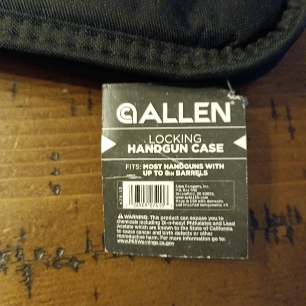 Allen 7413 Locking Handgun Case Black 13in Endura Foam Padded YKK Zippers NWT a1